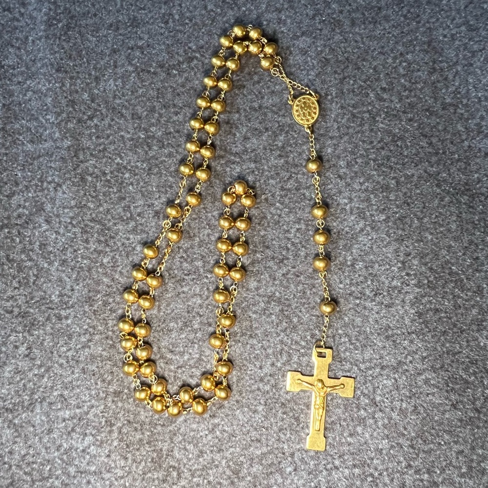 Golden Rosary Necklace NWOT